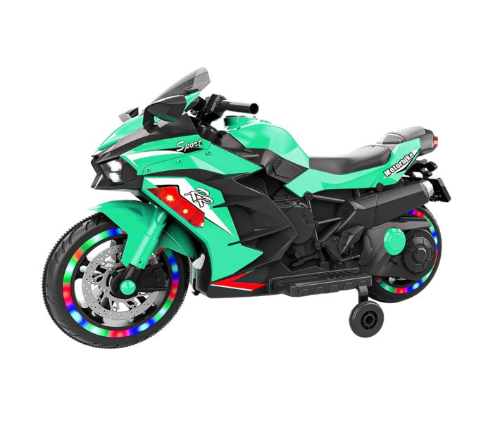 12V Electric Ride-On Toy Motorcycle for Kids with Light-Up Wheels, Bluetooth Music & Lights