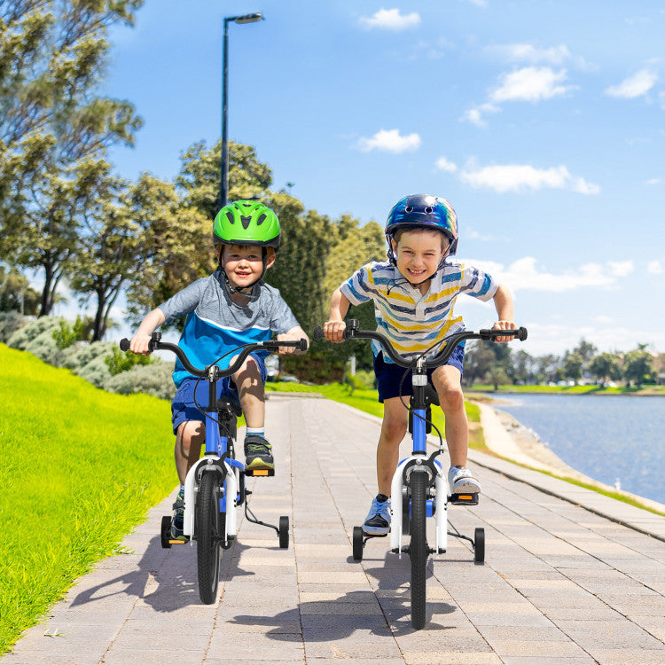 3 year old bike and helmets 14 Inch Kids Bike with 2 Training Wheels for 3-5 Years Old – KidsRideZone