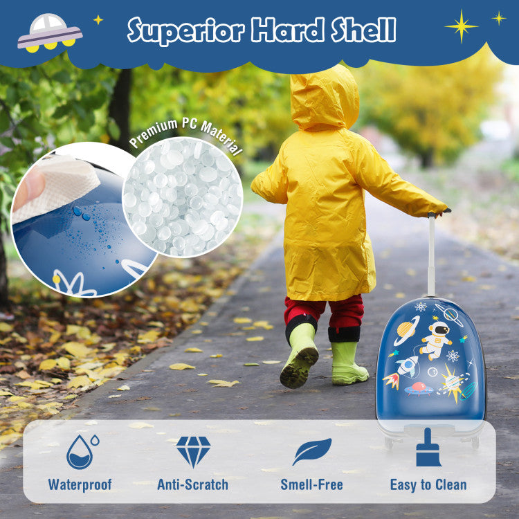 16" Kids Carry-On Hard Shell Luggage with Wheels – Lightweight & Durable Travel Suitcase