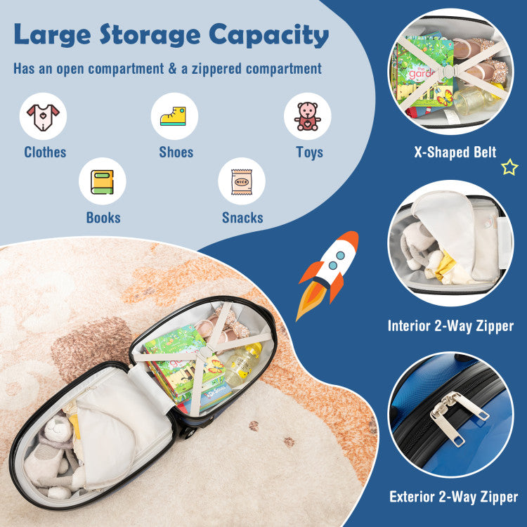 16" Kids Carry-On Hard Shell Luggage with Wheels – Lightweight & Durable Travel Suitcase