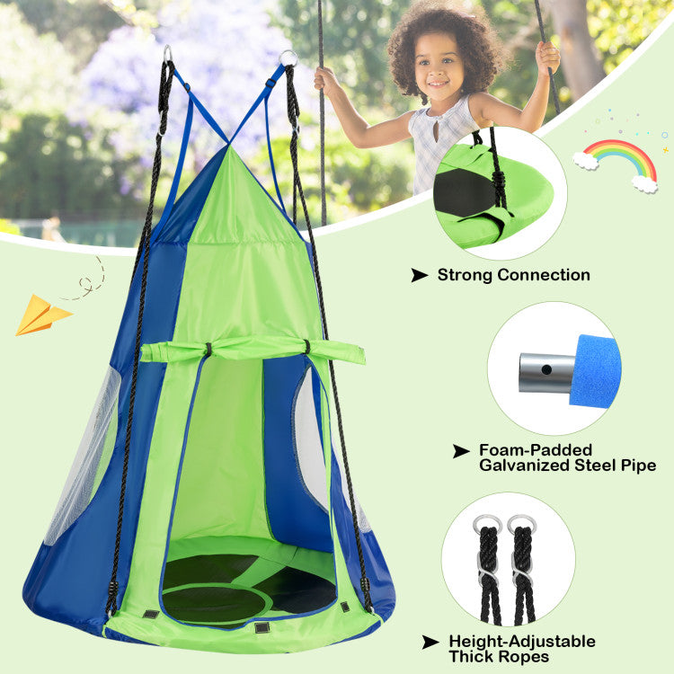 2-in-1 40-Inch Kids Hanging Chair and Detachable Swing Tent for Outdoor Fun
