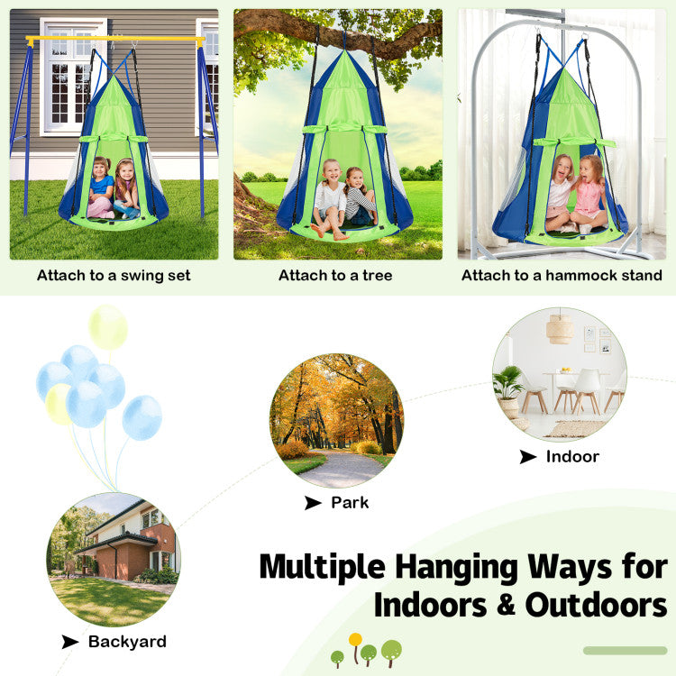 2-in-1 40-Inch Kids Hanging Chair and Detachable Swing Tent for Outdoor Fun