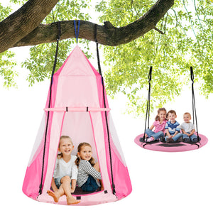 2-in-1 40-Inch Kids Hanging Chair and Detachable Swing Tent for Outdoor Fun