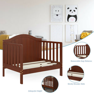 2-in-1 Convertible Wooden Toddler Bed with 2 Side Guardrails for Extra Safety