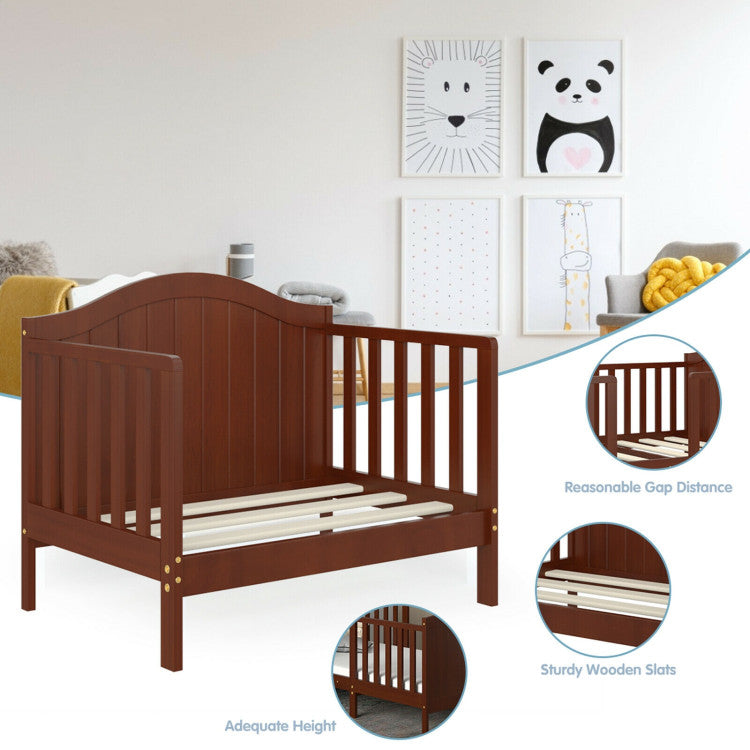 2-in-1 Convertible Wooden Toddler Bed with 2 Side Guardrails for Extra Safety