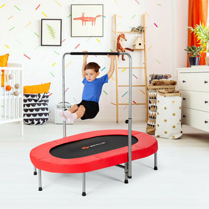 2 person foldable mini trampoline with adjustable handle front view