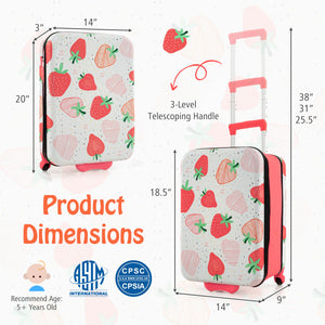 20" Kids Rolling Luggage – Foldable Hardshell Carry-On Suitcase with Wheels