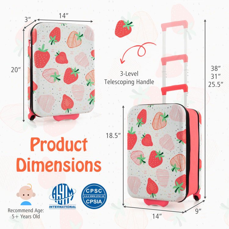 20" Kids Rolling Luggage – Foldable Hardshell Carry-On Suitcase with Wheels