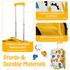 20" Kids Rolling Luggage – Foldable Hardshell Carry-On Suitcase with Wheels