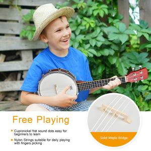 24-Inch 4-String Banjo Ukulele with Remo Drumhead, Gig Bag - Sonart