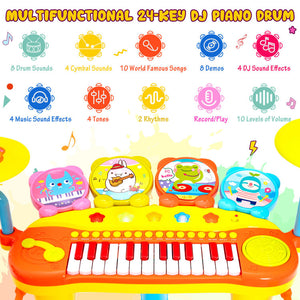24-Key Piano Keyboard with DJ Drum, Microphone and MP3 Player - Complete Music Set
