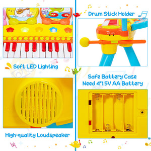24-Key Piano Keyboard with DJ Drum, Microphone and MP3 Player - Complete Music Set