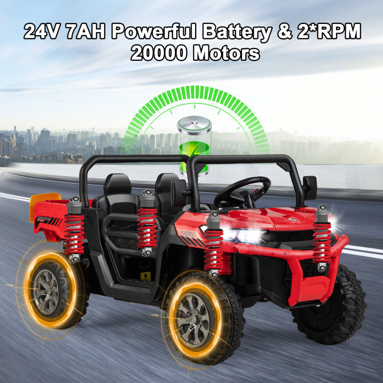 24V Remote Control Ride-On Dump Truck, Kids' Electric Construction Vehicle with 2 Motors