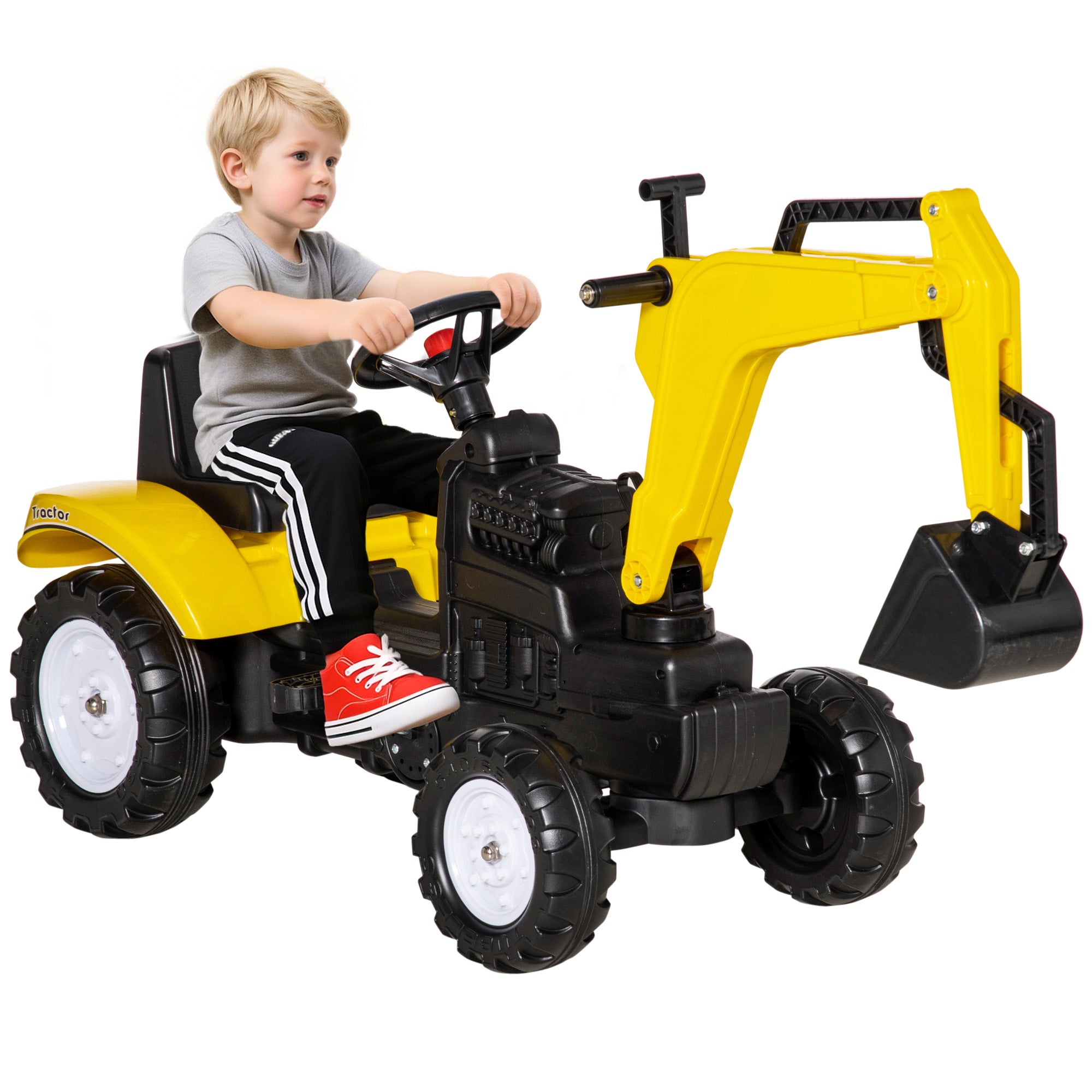 Kids 24 volt ride on tractor toy for outdoor play