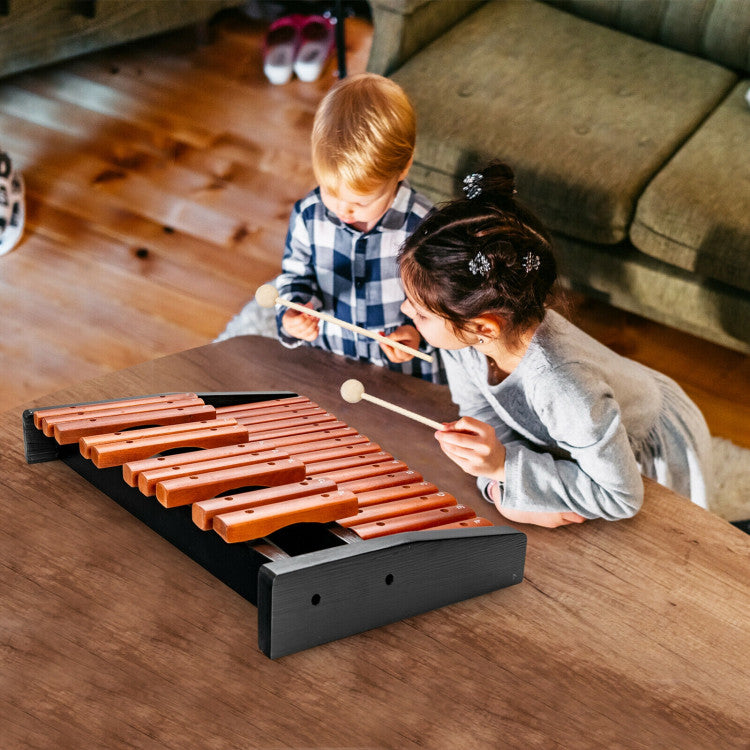 25-Note Wooden Xylophone for Kids - Educational Percussion Instrument with 2 Mallets