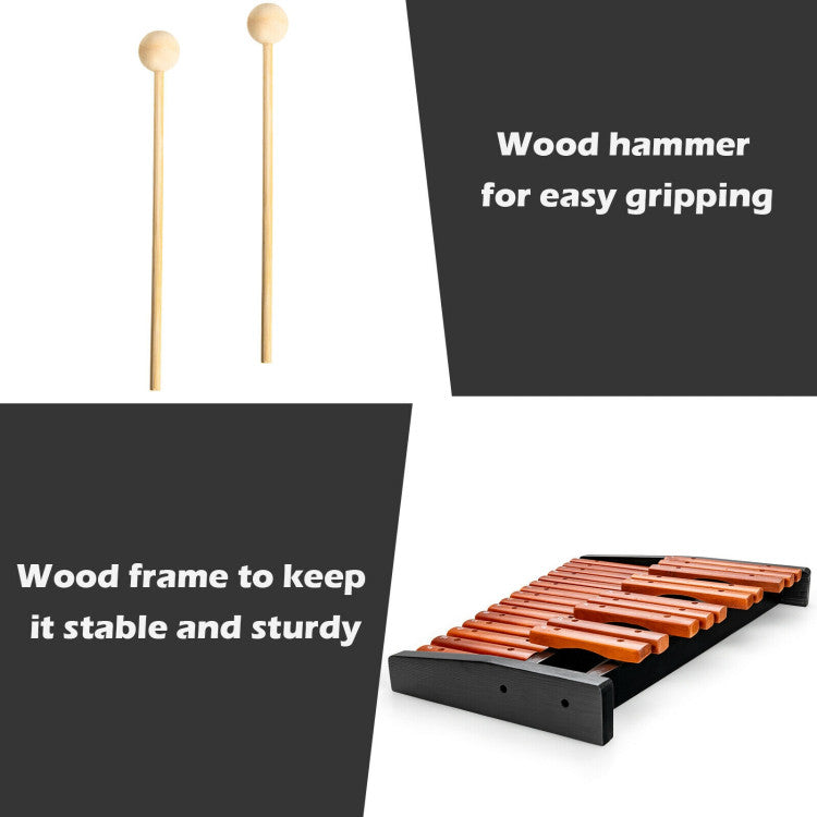 25-Note Wooden Xylophone for Kids - Educational Percussion Instrument with 2 Mallets