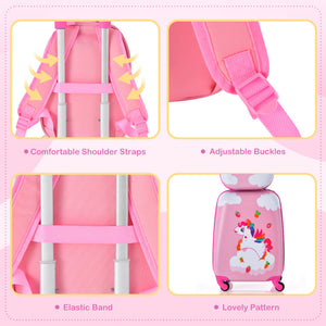 2-Piece Kids Carry-On Luggage Set with 12-Inch Backpack - Travel Suitcase for Kids