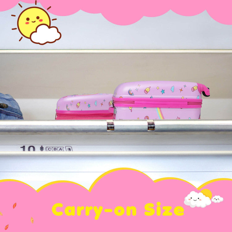 2-Piece Kids Carry-On Luggage Set with 12-Inch Backpack - Travel Suitcase for Kids