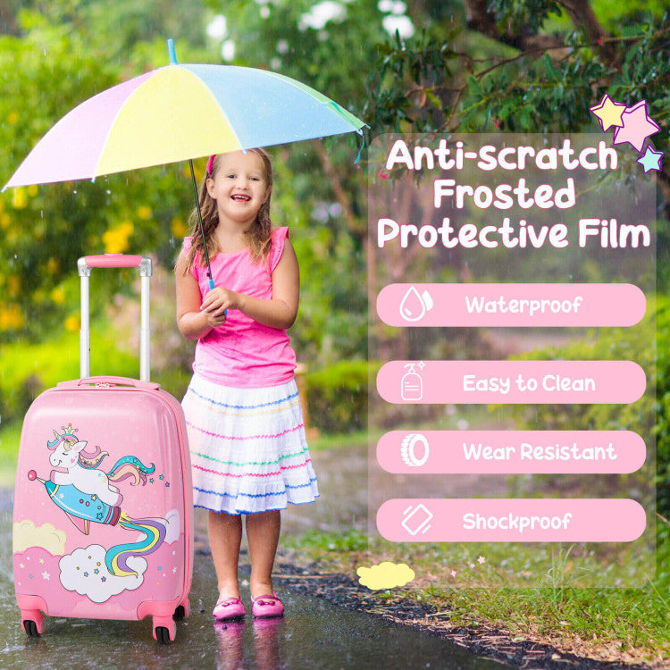 18-Inch Kids Luggage Set with 12-Inch Backpack – 2-Piece Travel Set for Children