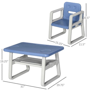 3-Piece Kids Table and Chair Set with Armrests and Storage for Toddler Activities
