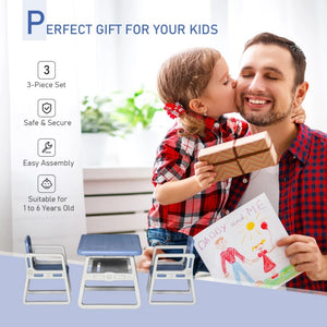 3-Piece Kids Table and Chair Set with Armrests and Storage for Toddler Activities