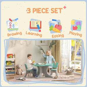 3-Piece Kids Table and Chairs Set, Light Blue – Perfect for Ages 3-6, Playroom Furniture