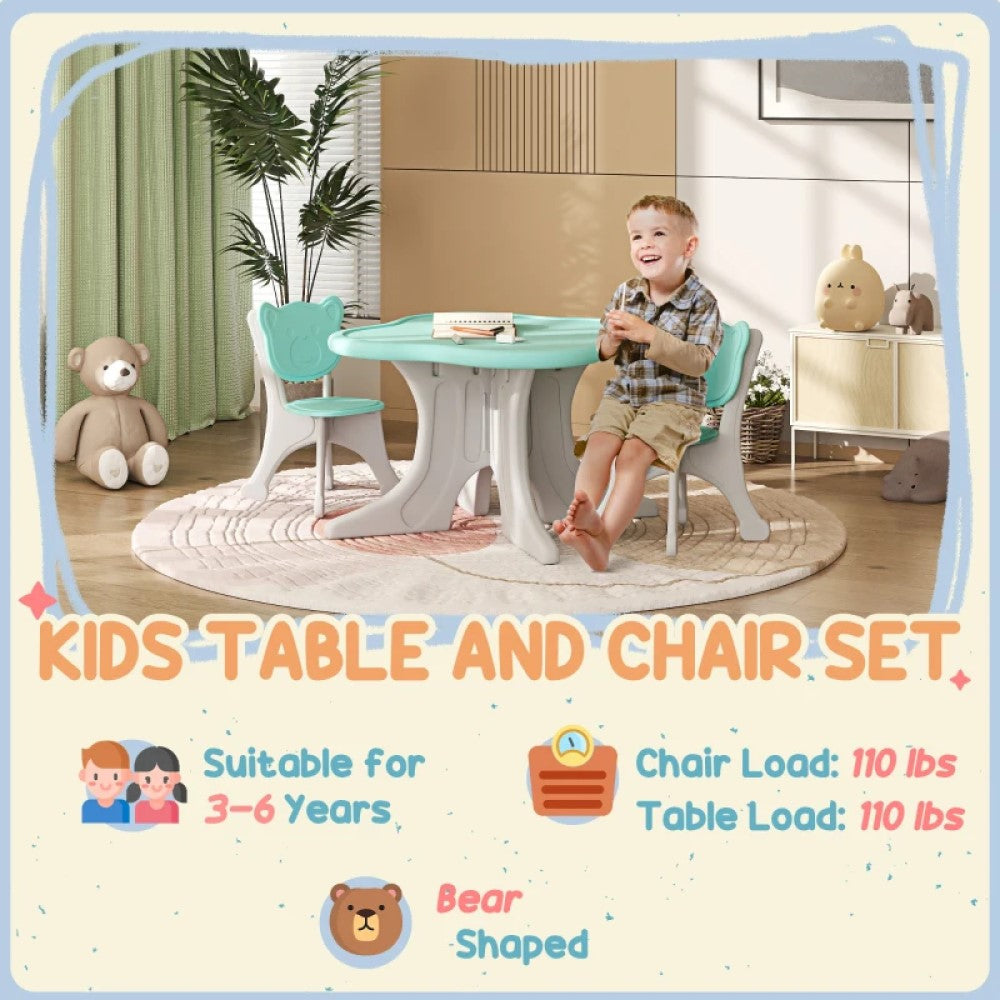 3-Piece Kids Table and Chairs Set, Light Blue – Perfect for Ages 3-6, Playroom Furniture