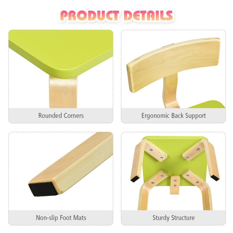 3-Piece Kids Wooden Table and 2 Chairs Set – Activity, Play, and Study Furniture