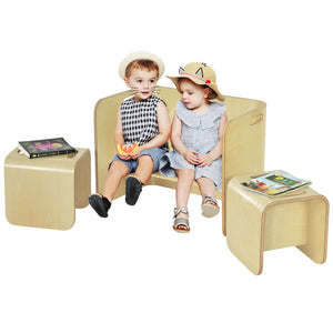 3-Piece Kids Wooden Table and Chair Set with Storage – Perfect for Playroom or Study