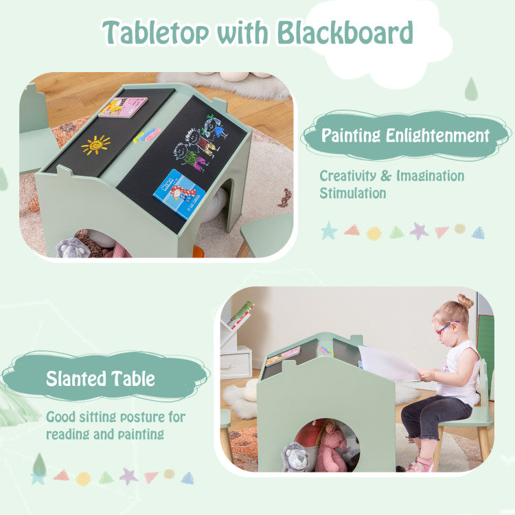 3-Piece Wooden Kids Table and Chair Set with Safe Edges and Durable Construction