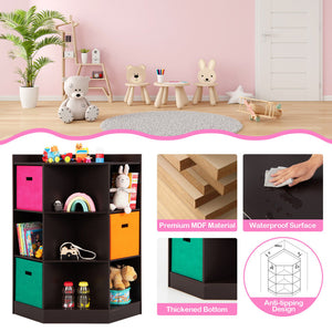 3-Tier Kids Storage Shelf Organizer with 3 Baskets – Corner Cabinet for Children’s Room