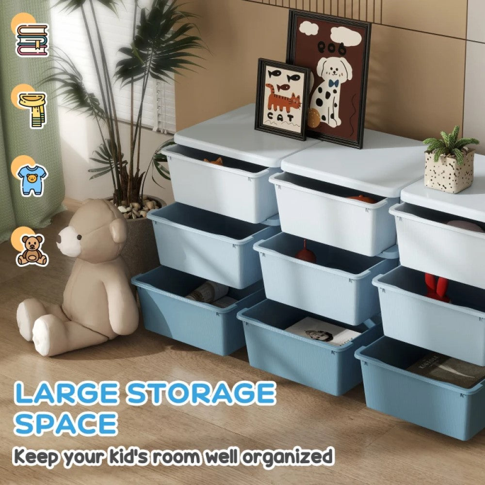 3-Tier Kids Storage Unit with 6 Plastic Bins – Toy Organizer for Bedroom and Nursery
