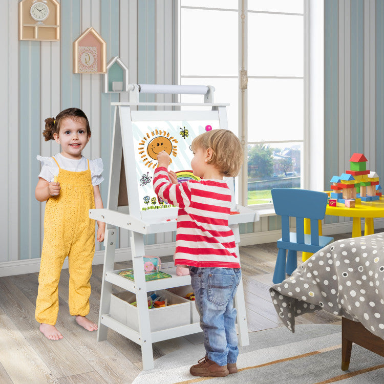 3-in-1 Double-Sided Art Easel with Storage for Kids Versatile Art Station