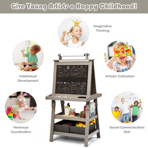 3-in-1 Double-Sided Art Easel with Storage for Kids Versatile Art Station