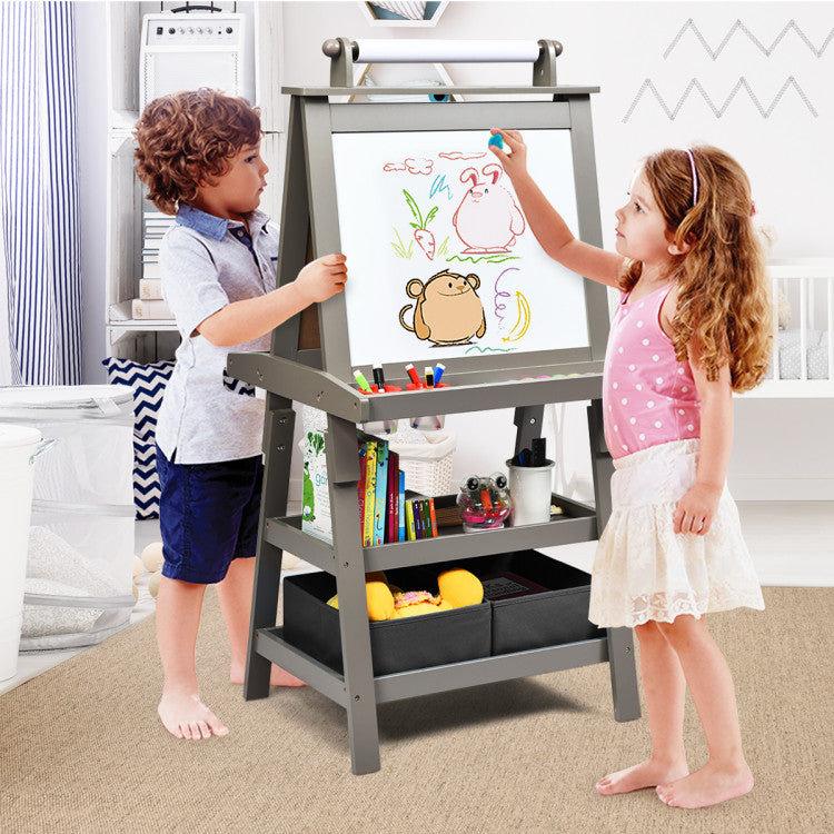 3-in-1 Double-Sided Art Easel with Storage for Kids Versatile Art Station