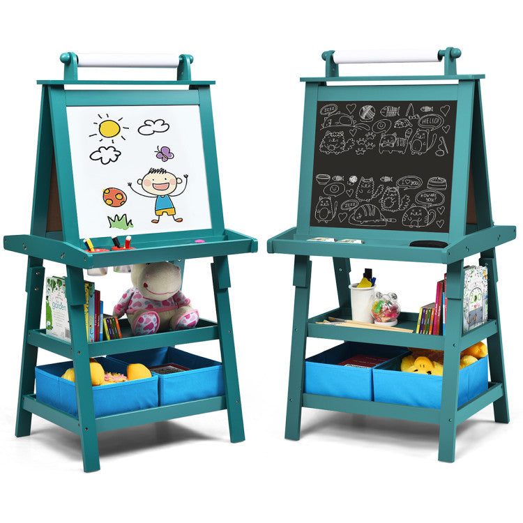 3-in-1 Double-Sided Art Easel with Storage for Kids Versatile Art Station