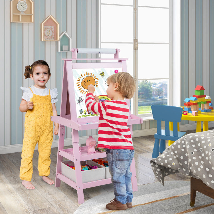 3-in-1 Double-Sided Art Easel with Storage for Kids Versatile Art Station
