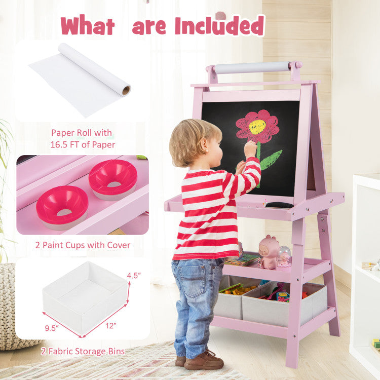 3-in-1 Double-Sided Art Easel with Storage for Kids Versatile Art Station