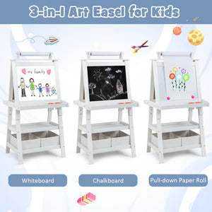 3-in-1 Double-Sided Art Easel with Storage for Kids Versatile Art Station