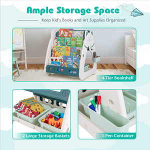 3-in-1 Double-Sided Magnetic Dry Erase Board with Stool and Reversible Writing Desk