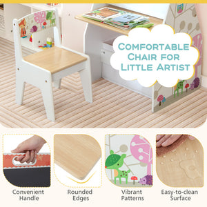 3-in-1 Kids Easel Play Station with Chair and Storage Bins – Convertible Design