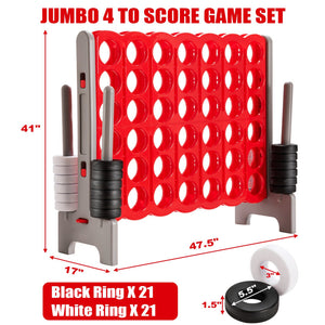 3.5-Foot Jumbo 4-to-Score Giant Game Set with 42 Extra-Large Rings - Classic Lawn Games