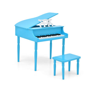 30-Key Wooden Toy Grand Piano for Kids with Bench and Music Rack