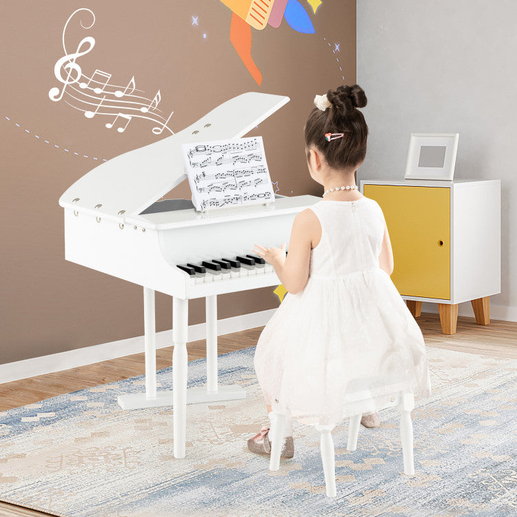 30-Key Kids Piano Keyboard Toy with Bench, Lid & Music Rack - Educational Fun