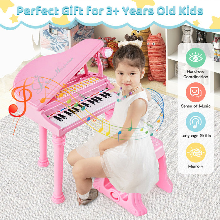 31 Keys Kids Piano Keyboard with Stool and Piano Lid