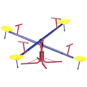 360° Spinning Kids Seesaw Teeter Totter, 4-Seater Outdoor Playground Equipment