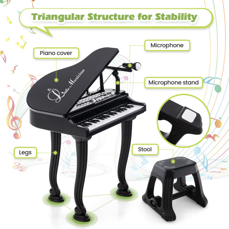 37-Key Kids Piano Keyboard with Stool, Lid & Adjustable Bench - Ideal for Beginners