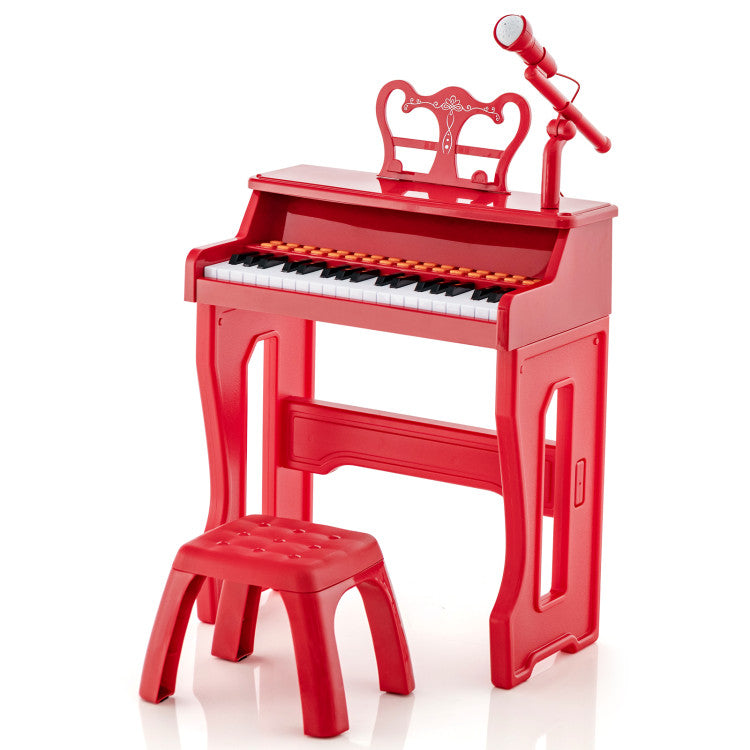 37-Key Kids Piano Keyboard with Microphone & Detachable Music Stand - Music Toy