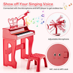 37-Key Kids Piano Keyboard with Microphone & Detachable Music Stand - Music Toy
