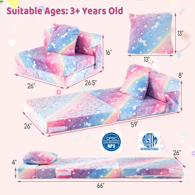 3-in-1 Kids Couch Lounger Convertible Sofa